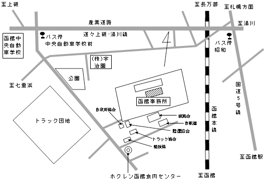 函館事務所の周辺地図